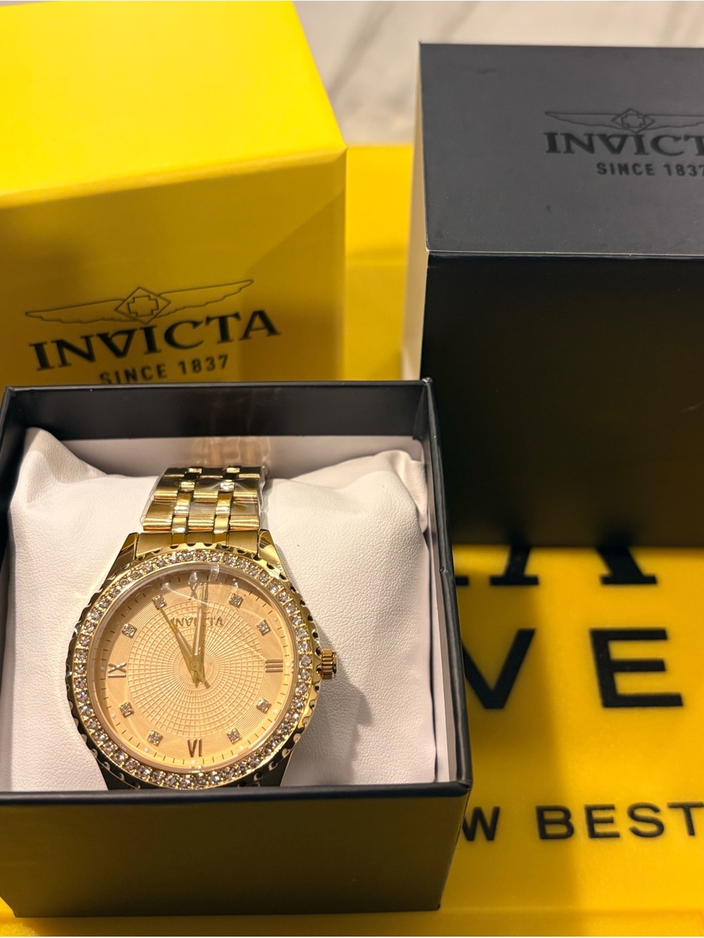 Invicta Gold-Tone Men's Crystal Accent Bracelet Watch - Picture 6 of 6